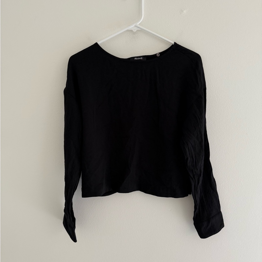 Madewell Black Open Back Long Sleeve Blouse XS